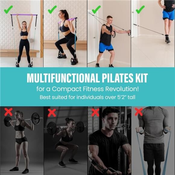 Upgraded Pilates Bar Kit – 39” Adjustable Exercise Equipment for Men, Women - Picture 5 of 7